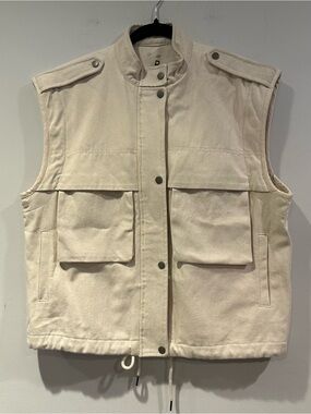 Men's Cream Utility Vest Jacket